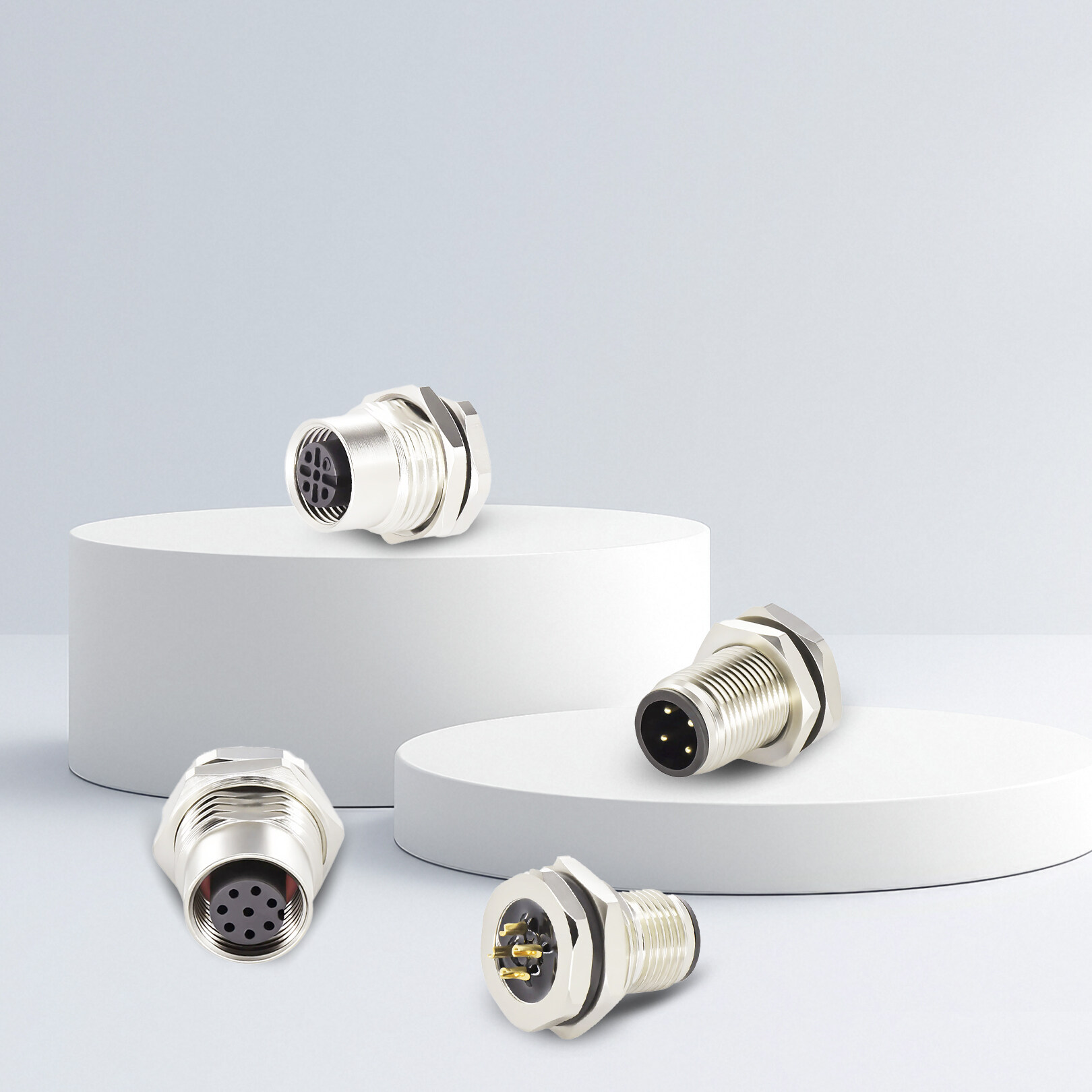 M12前锁面板式连接器